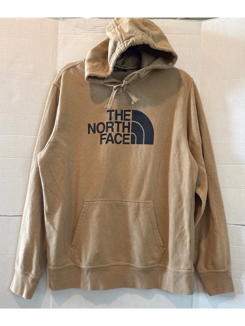 The North Face Men's Hoodie Tan Large Cotton Blend Pullover Sweatshirt